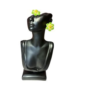 Floral Green and Yellow Earrings.